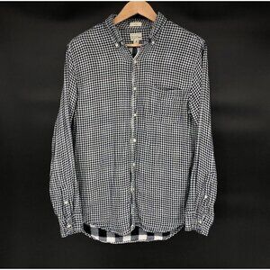 J.Crew Mens Slim Double-Weave Button Up Shirt M Navy White Gingham Cotton Preppy